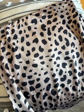 Leopard Print Satin Midi Skirt in Taupe and Black